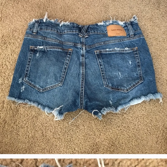 Zara jean shorts super cute worn look - Picture 2 of 3